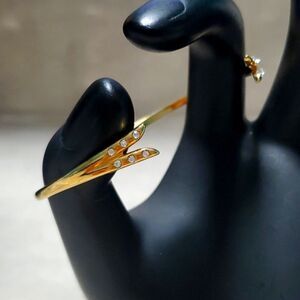 Michelle Talon 14k Gold Plated Rhinestone Cuff Dainty Bangle Bracelet